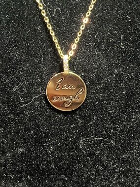 Gold Plated Sterling Silver ‘I am Enough’ Pendant with Cubic Zirconia Stones